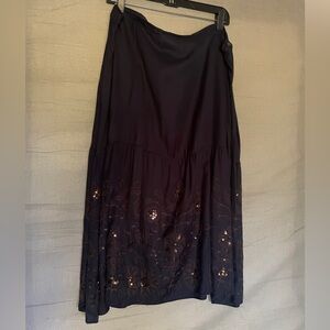 Coldwater Creek Embellished Navy Skirt